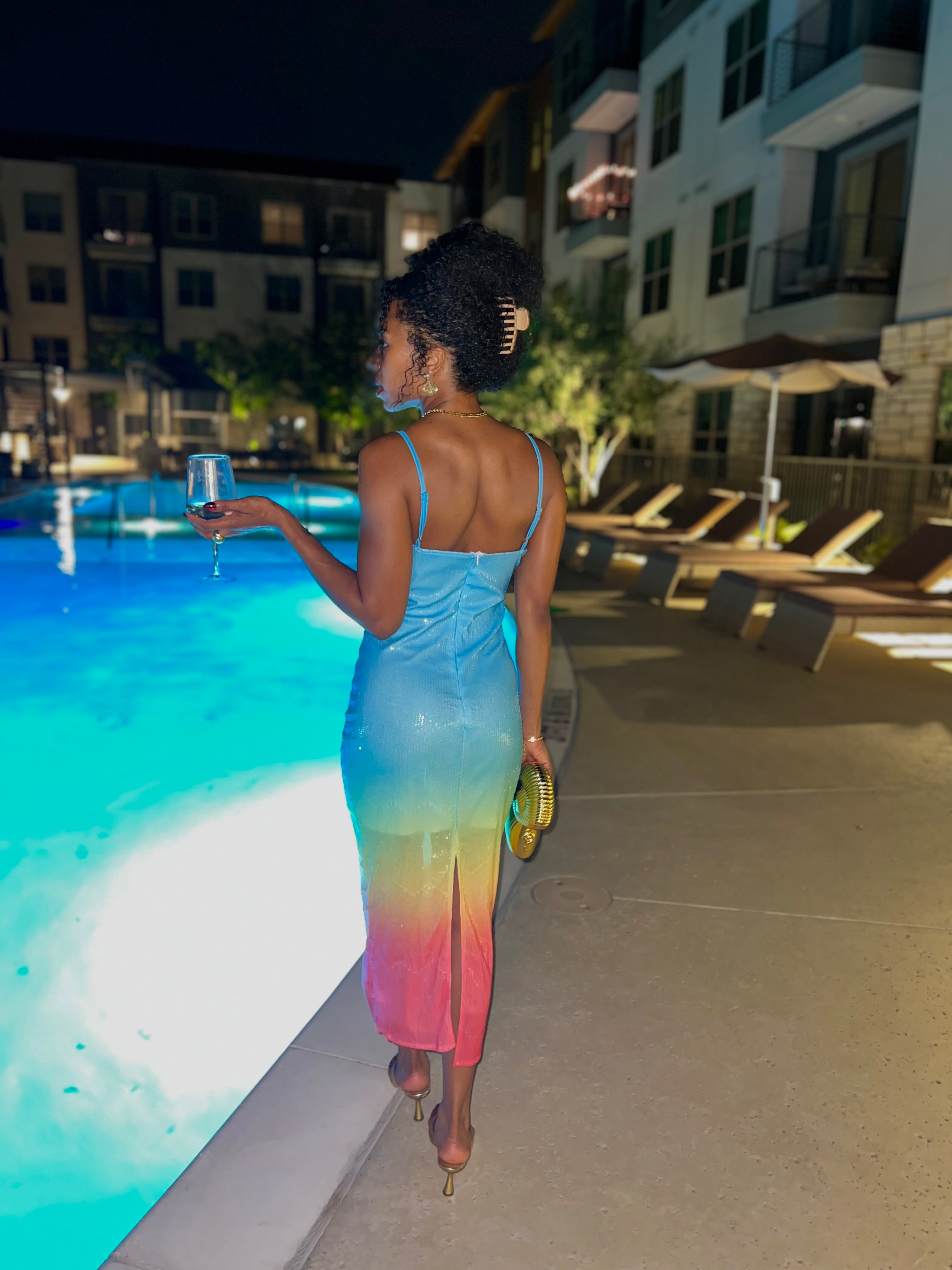 Sequin Tropical Vibes Cocktail Dress