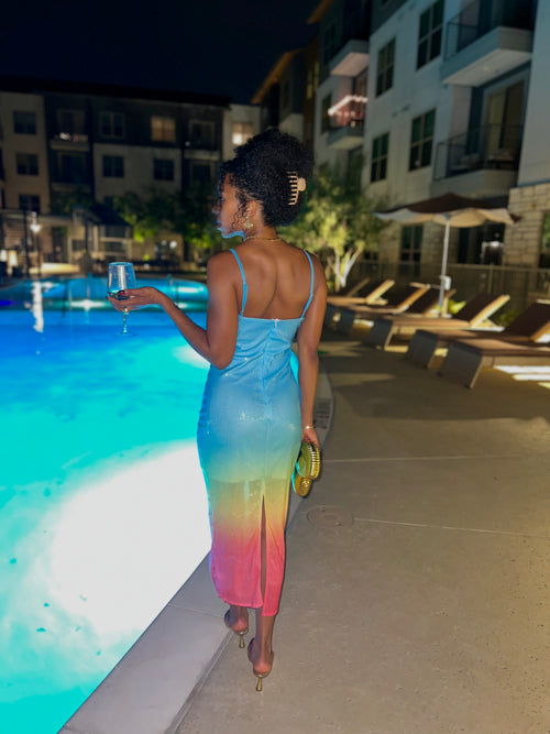 Sequin Tropical Vibes Cocktail Dress
